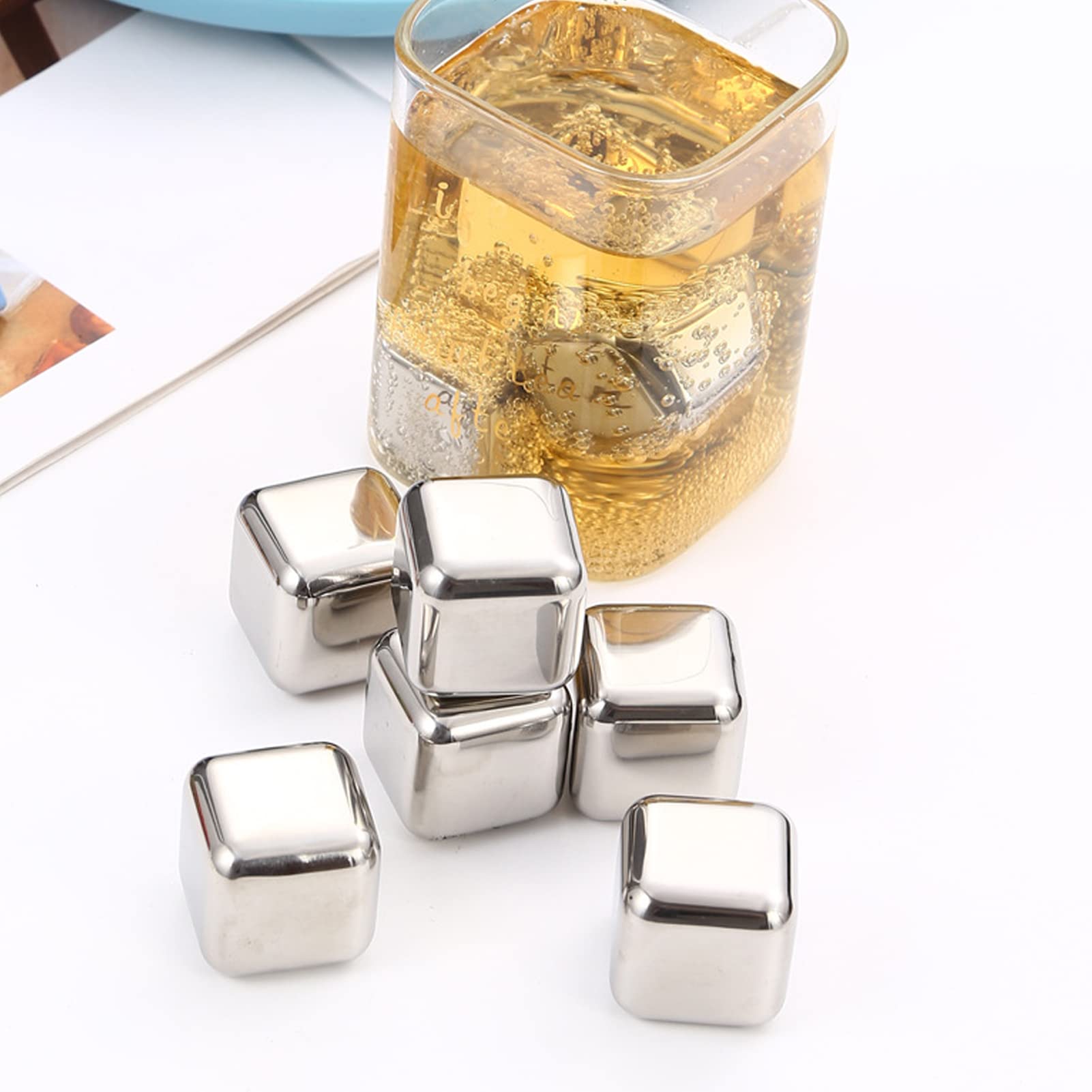 Reusable Stainless Steel Ice Cubes & Clip