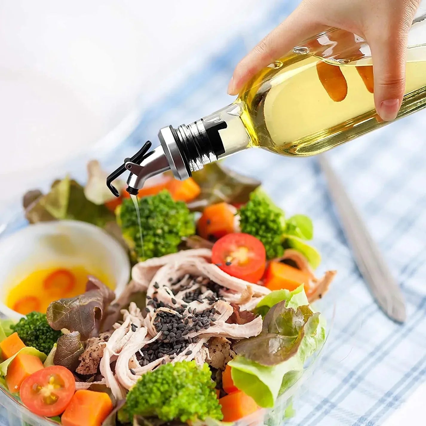 Glass Oil Cruets & Funnel Set