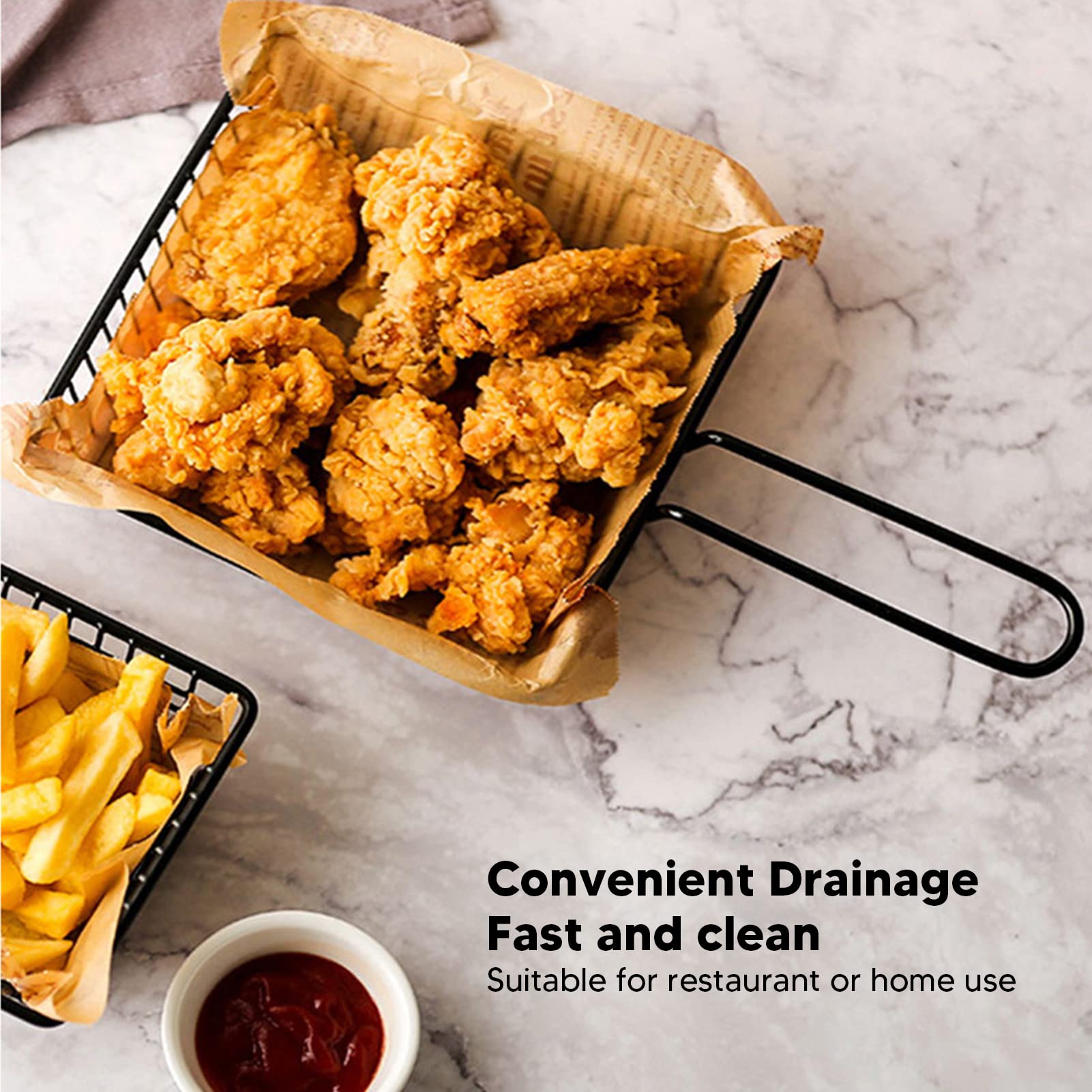 Black Square Shallow Serving Basket