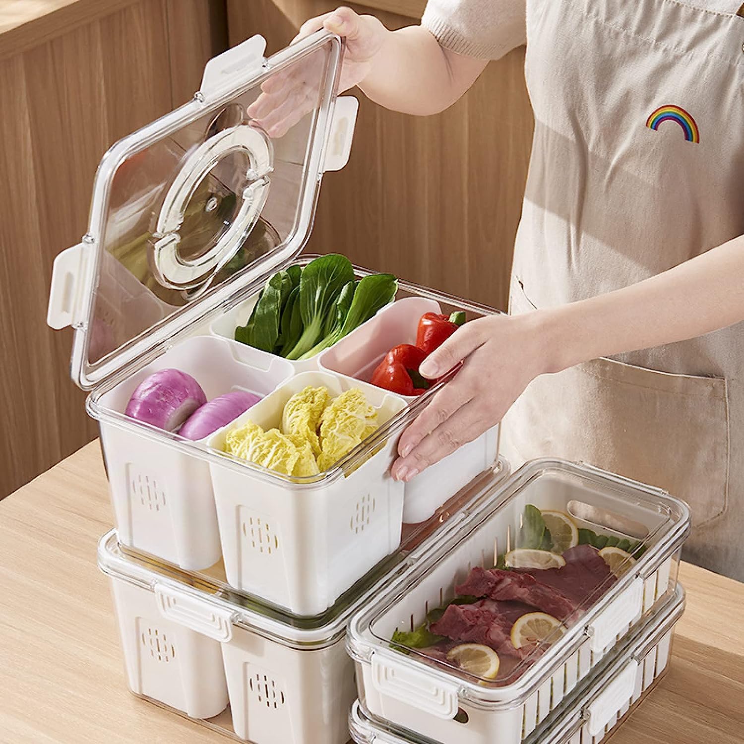 Acrylic 4 Compartment Fridge Organizer