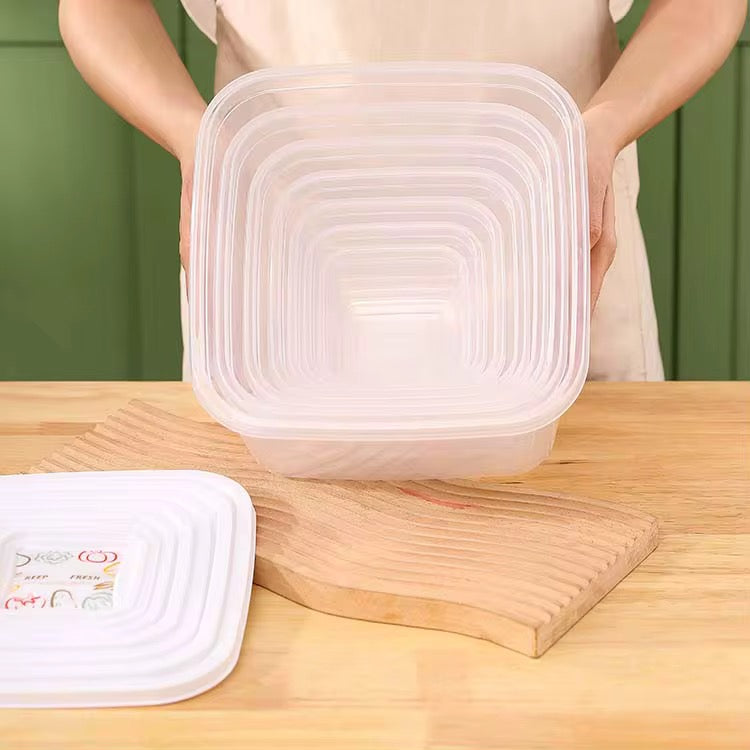 Large 7 Piece Square Food Container Set