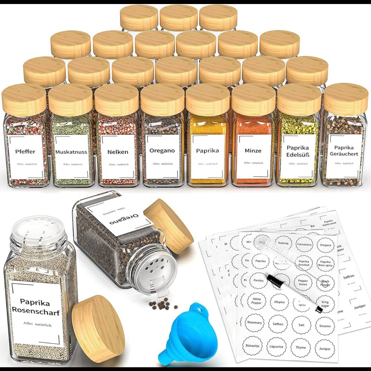 Glass Spice 24 Jar Set