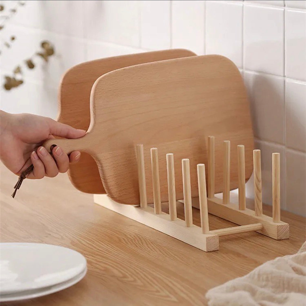 Bamboo Plate Organizer