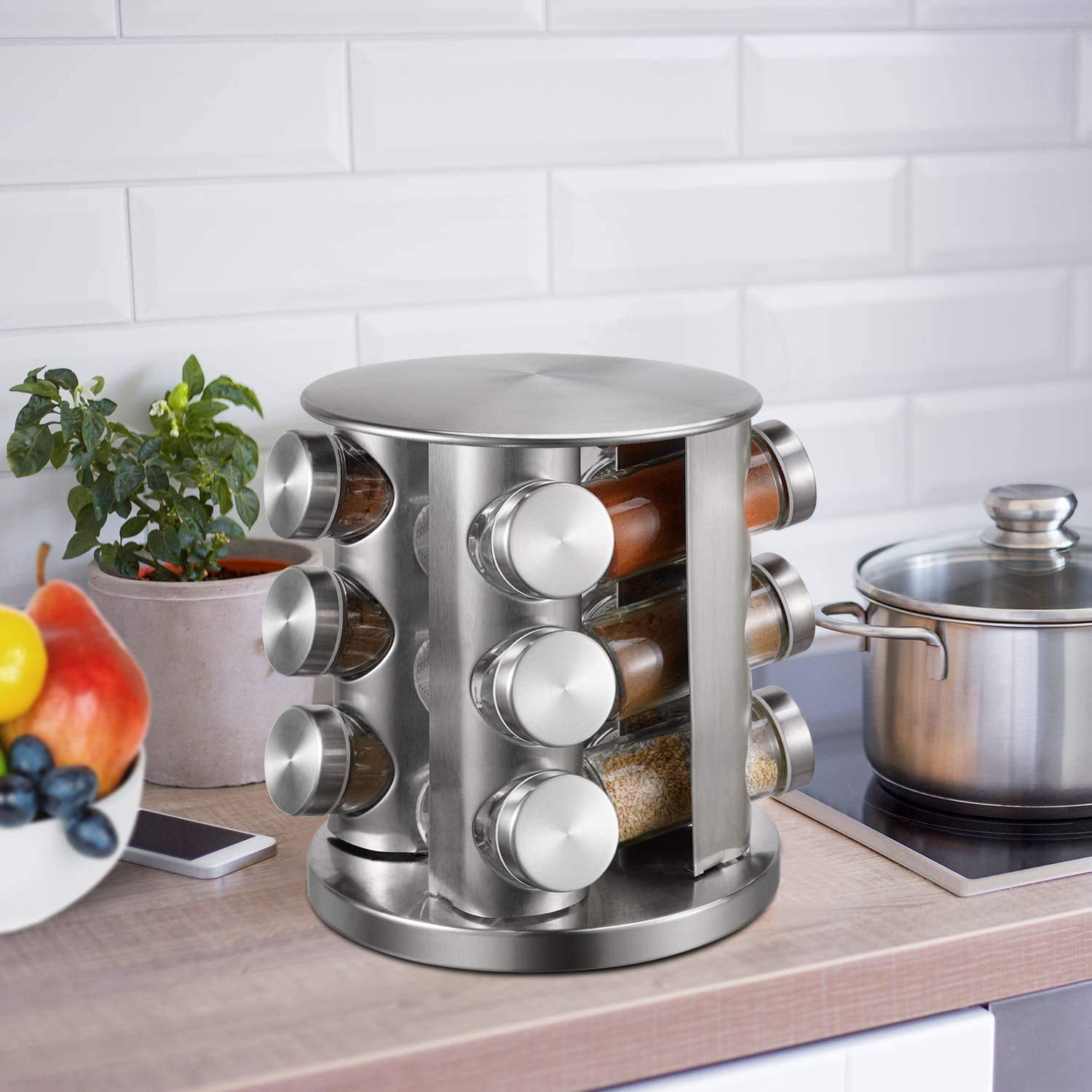 Stainless Steel Spice Jar Carousel