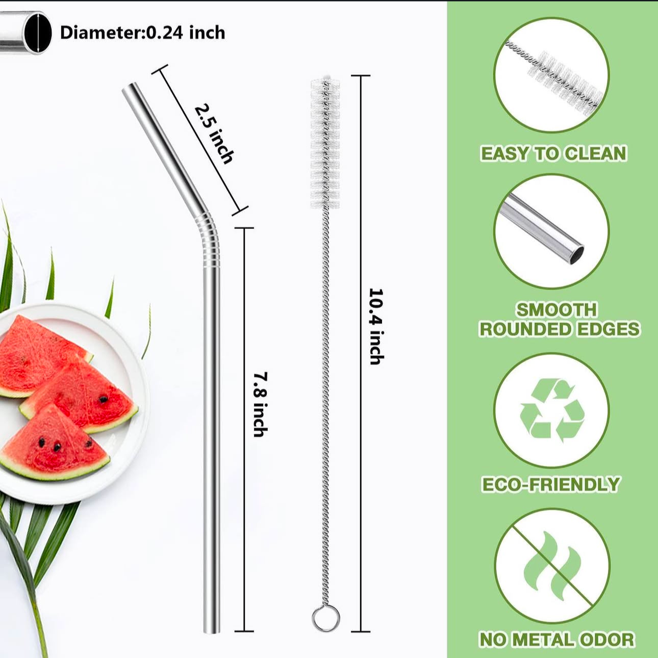 Stainless Steel Curved Straw Set