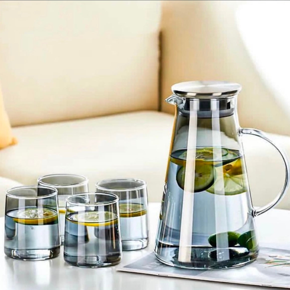 Glass Pitcher & 6 Cup Set