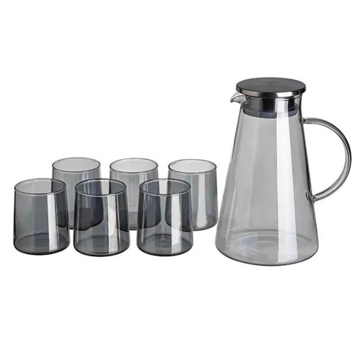 Glass Pitcher & 6 Cup Set