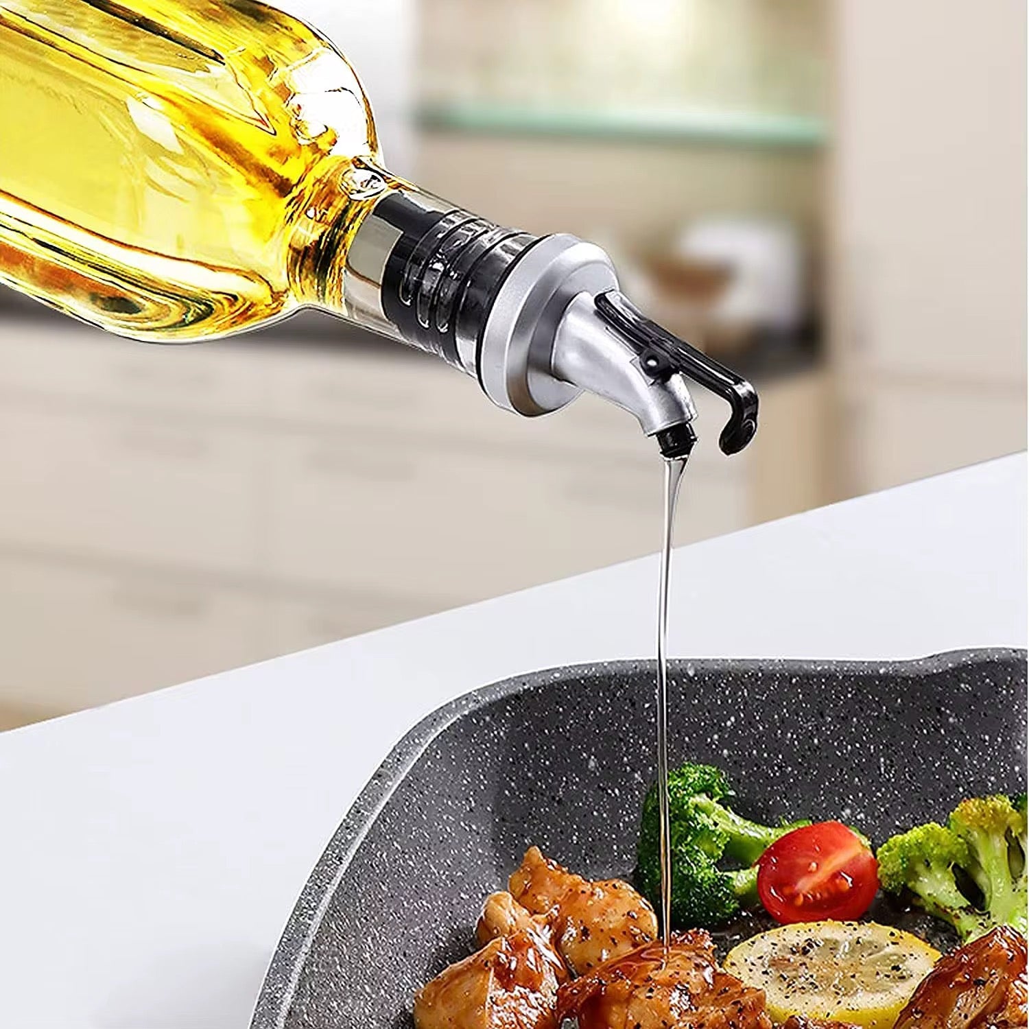 Glass Oil &amp; Vinegar Cruet 4Pc Set