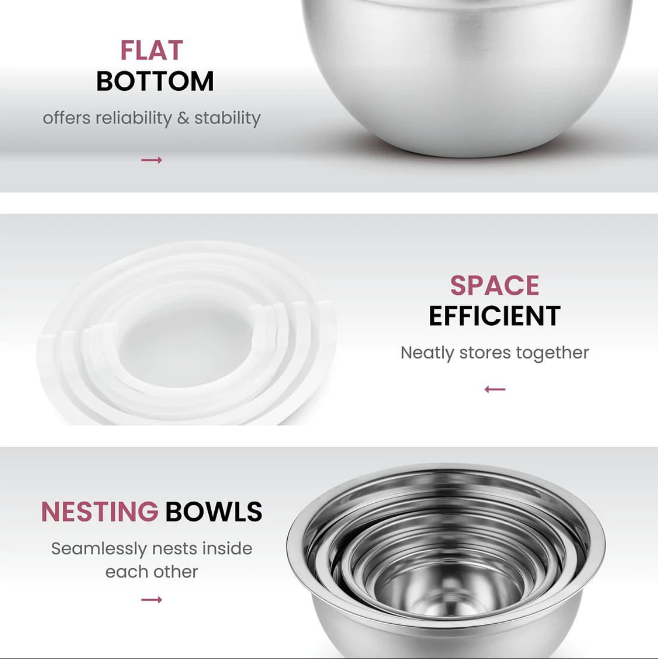 Stainless Steel Bowl Set 5pc Set