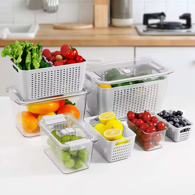Acrylic Fridge Container With Strainer
