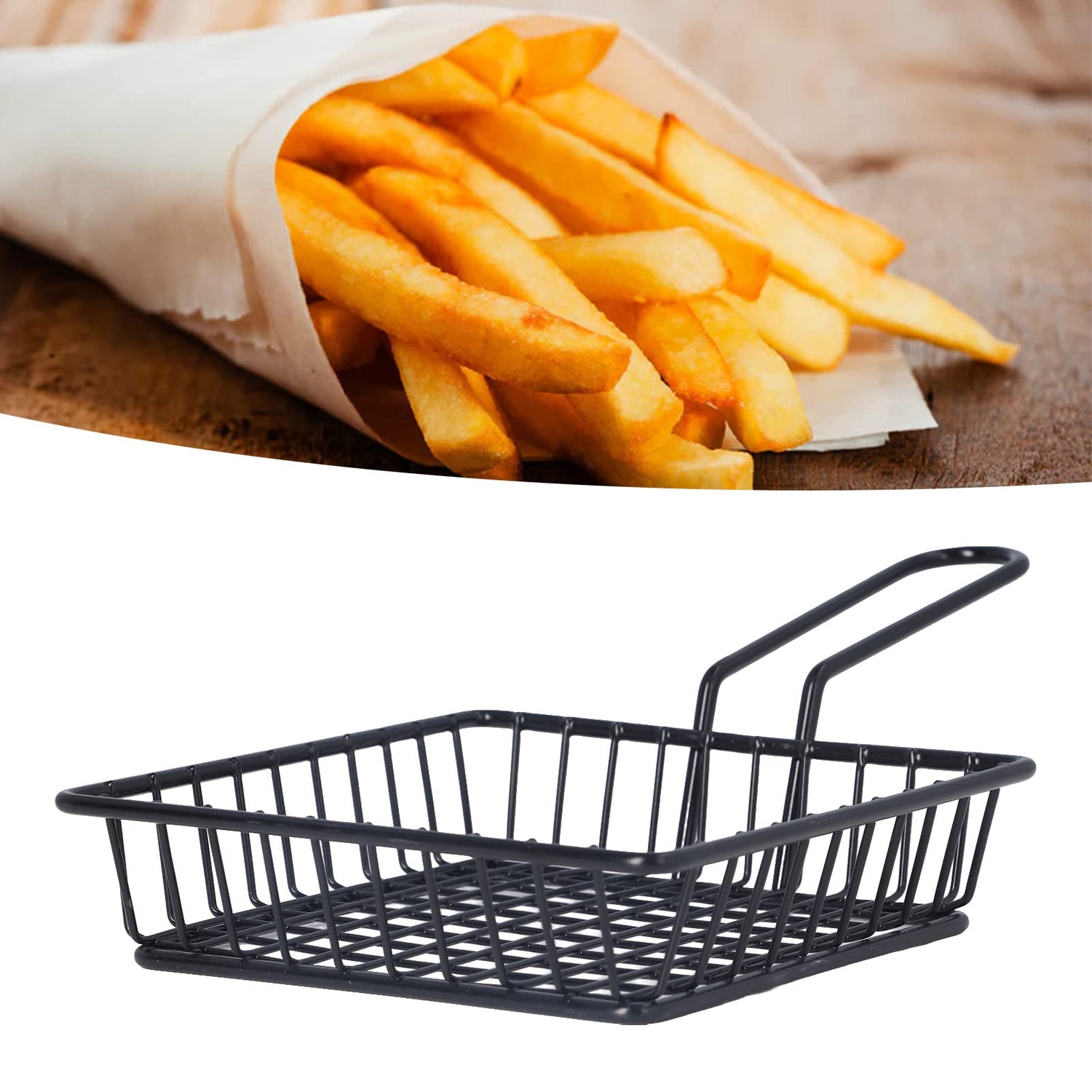 Black Square Shallow Serving Basket