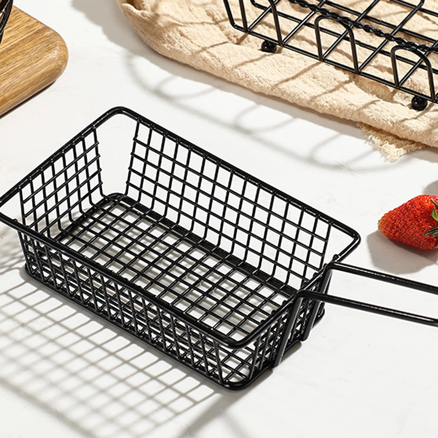 Black Rectangular Serving Basket