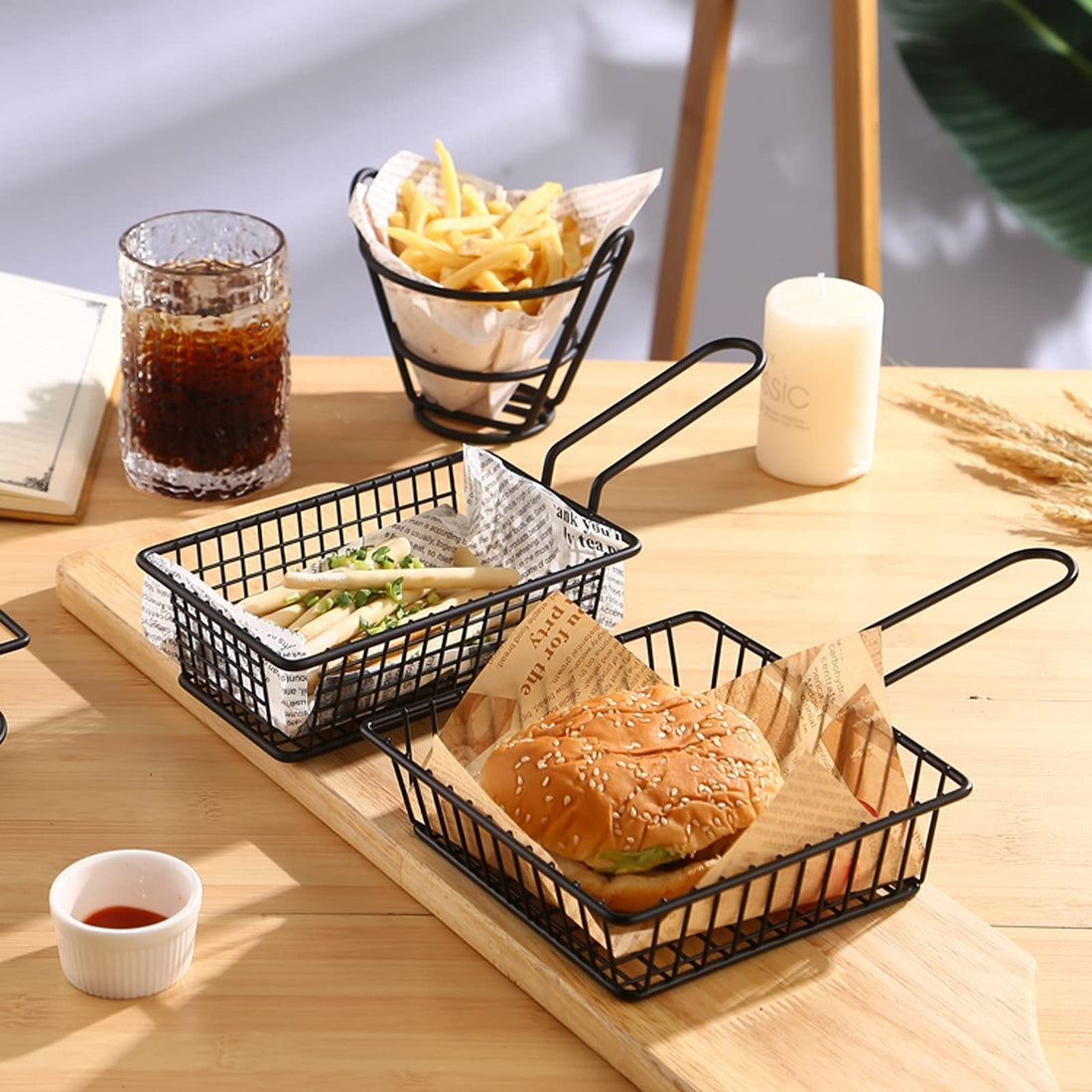 Black Square Shallow Serving Basket