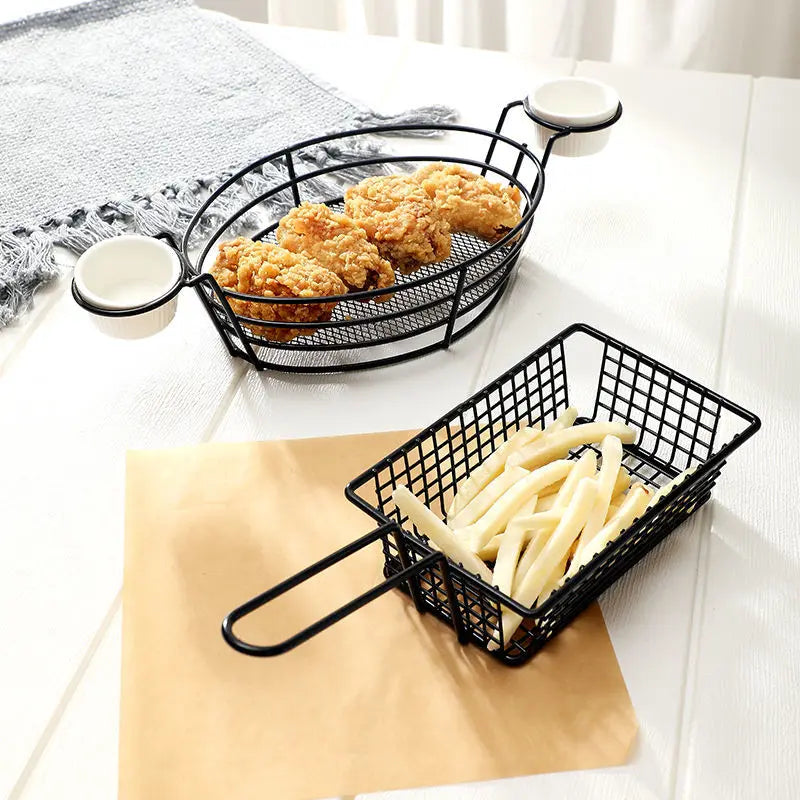 Black Rectangular Serving Basket