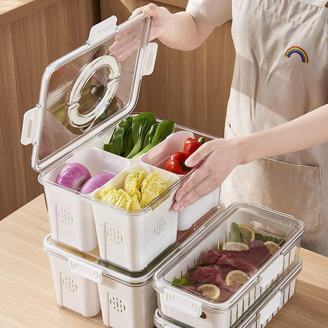 Acrylic 4 Compartment Fridge Organizer