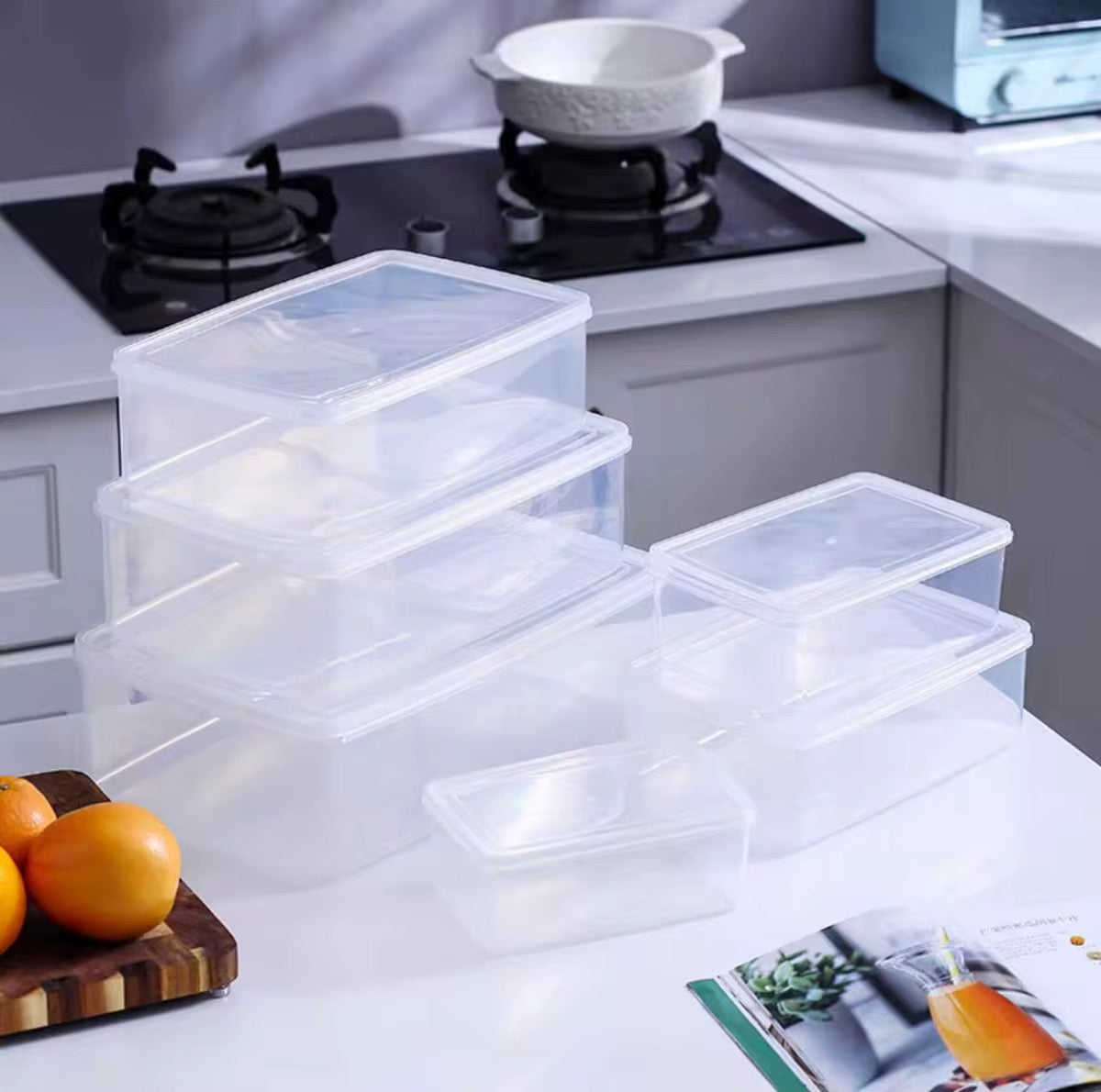 Plastic Rectangular Crisper 6 Piece Set