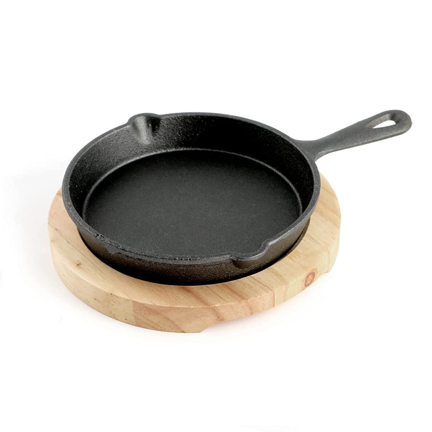 Cast Iron Round Pan With Wooden Base