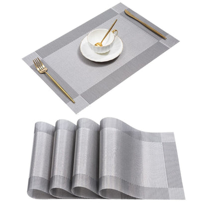 Grey Vinyl Placemat Set 6 Pieces