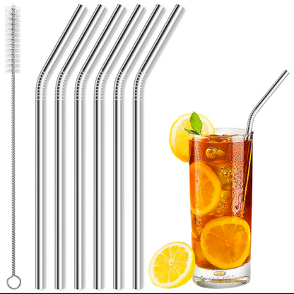 Stainless Steel Curved Straw Set