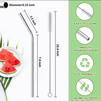 Stainless Steel Curved Straw Set