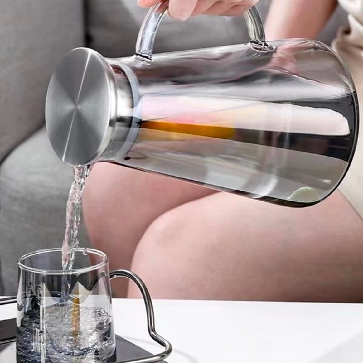 Glass Pitcher &amp; 6 Cup Set